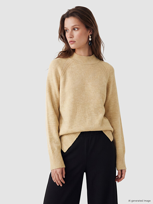 LCW Modest Yarım Balıkçı Yaka Oversize Kadın Triko Tunik