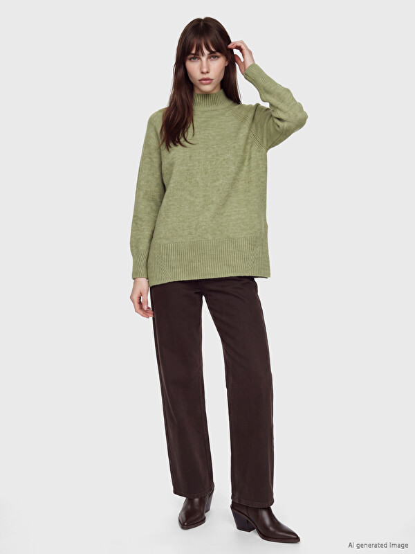 LCW Modest Mock Turtleneck Oversize Women's Knitwear Tunic