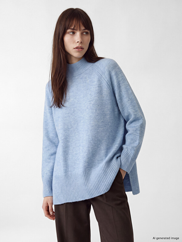 LCW Modest Tunikë triko oversize me jakë golf për gra