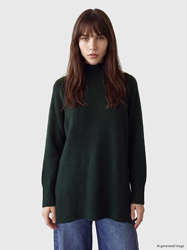 LCW Modest Mock Turtleneck Oversize Women's Knitwear Tunic