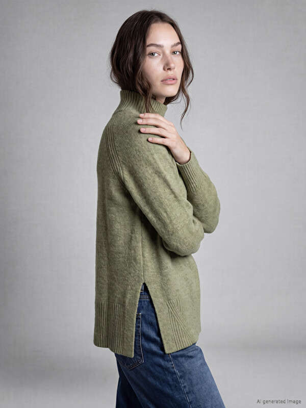 LCW Modest Mock Turtleneck Oversize Women's Knitwear Tunic