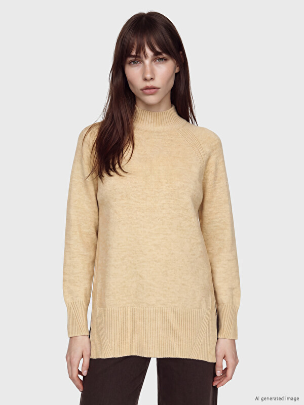 LCW Modest Mock Turtleneck Oversize Women's Knitwear Tunic