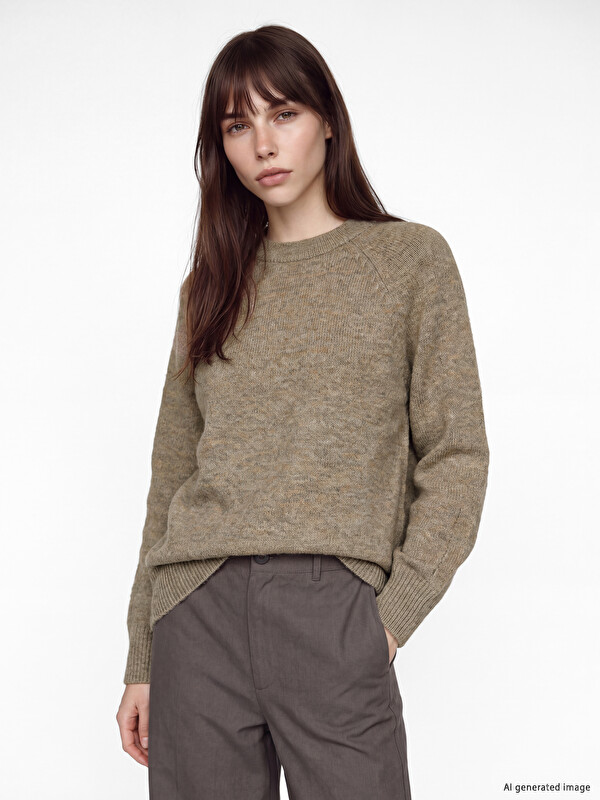 LCW Modest Crew Neck Oversize Women's Knitwear Tunic