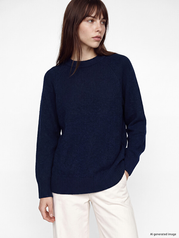 LCW Modest Crew Neck Oversize Women's Knitwear Tunic