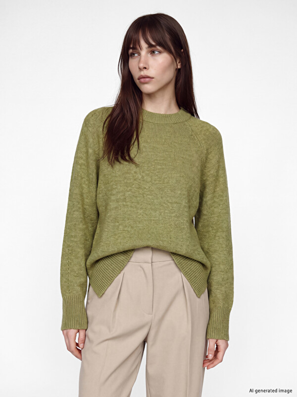 LCW Modest Crew Neck Oversize Women's Knitwear Tunic