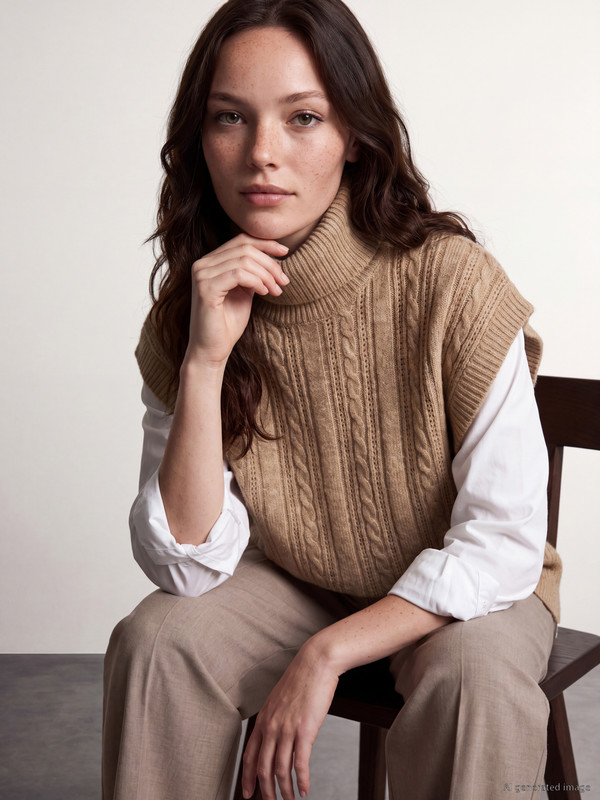 LCW Comfort Turtleneck Patterned Women's Knitwear Sweater Vest