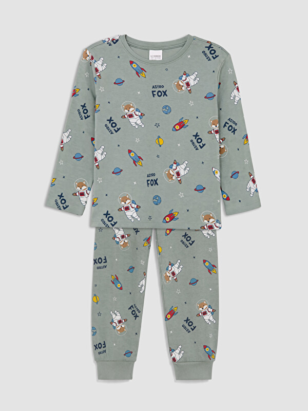 LCW Kids Crew Neck Printed Boys' Pyjamas Set