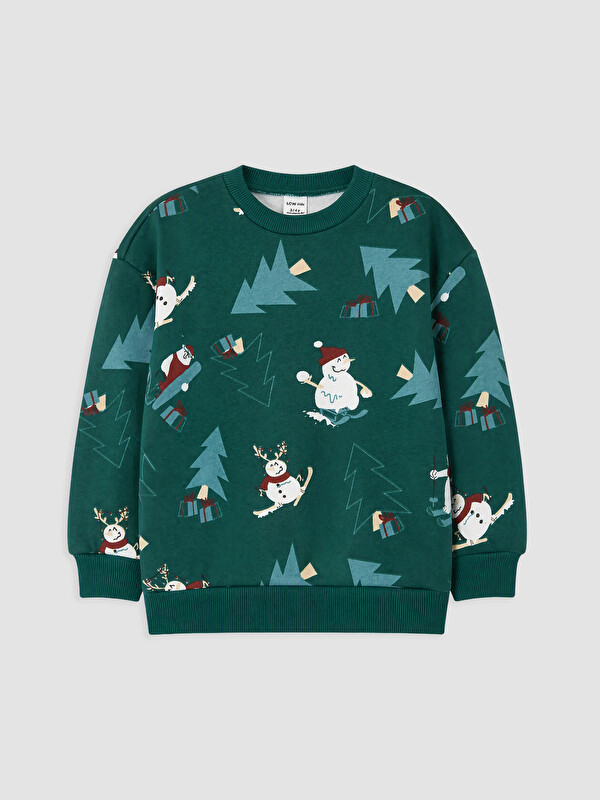 LCW baby Crew Neck Printed Boys' Thick Sweatshirt