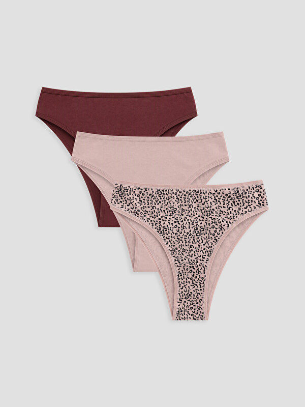 LCW DREAM Leopar Desenli Brazilian Külot 3'lü