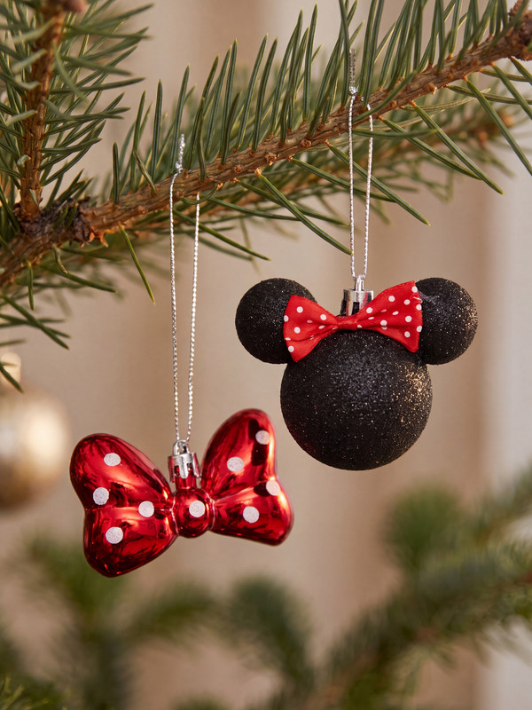 LCW HOME 2 Pack Mickey Mouse Bow Hangable New Year Ornament