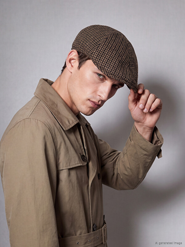 LCW ACCESSORIES Plaid Men's Flat Cap Hat