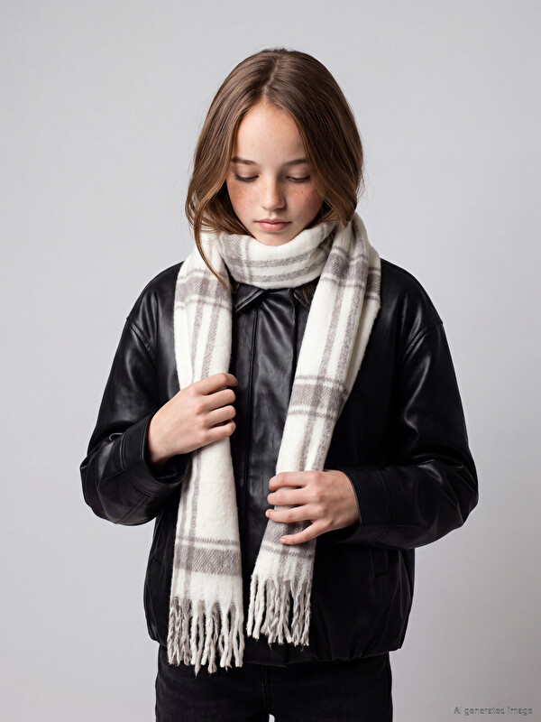 LCW ACCESSORIES Plaid Patterned Girls' Scarf