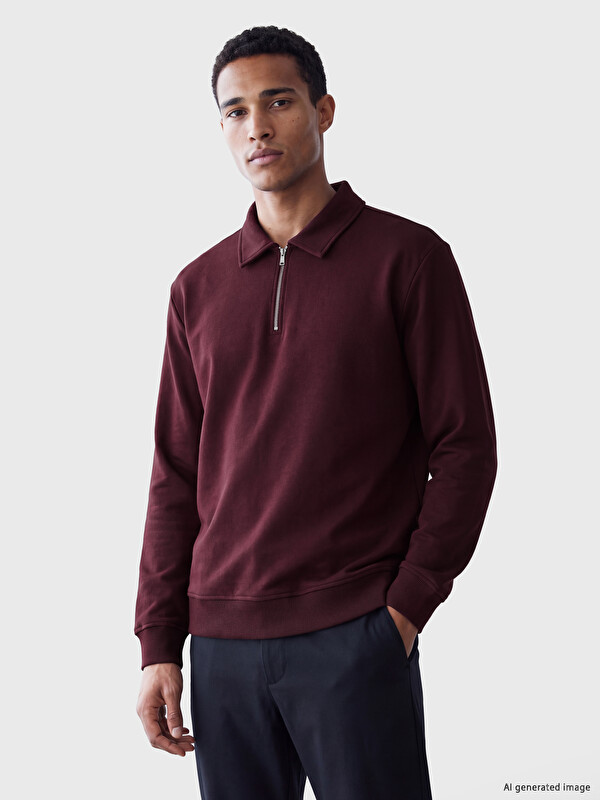 LCW Vision Polo Collar Men's Thick Sweatshirt