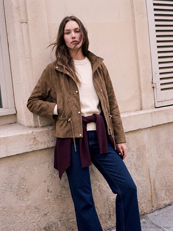 LCW Modest Ruched Faux Suede Women's Jacket