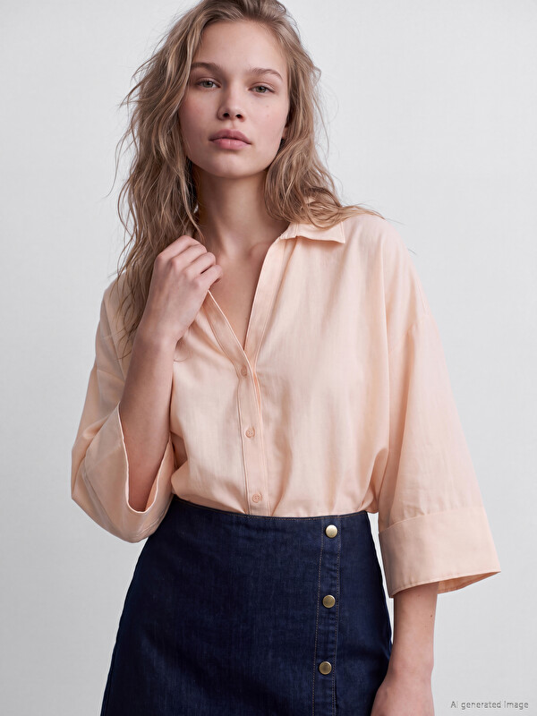 LCW Vision Oversize %100 Cotton Women's Shirt