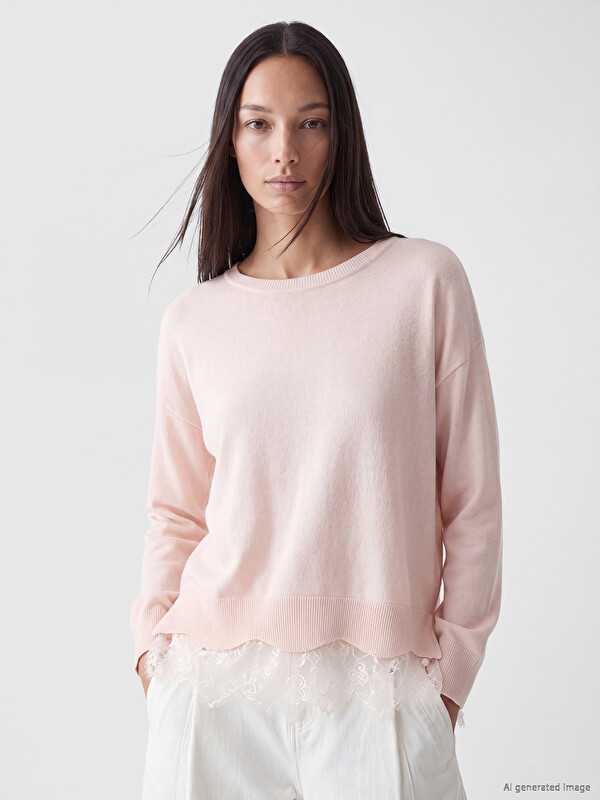 LCWAIKIKI Classic Lace Detailed Women's Knitwear Sweater