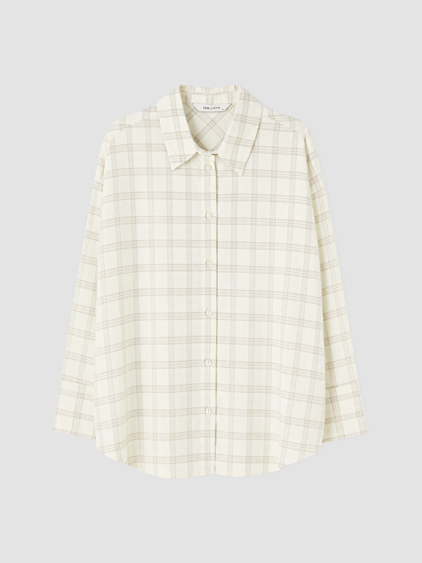 LCW Vision Plaid Oversize Poplin Women's Shirt
