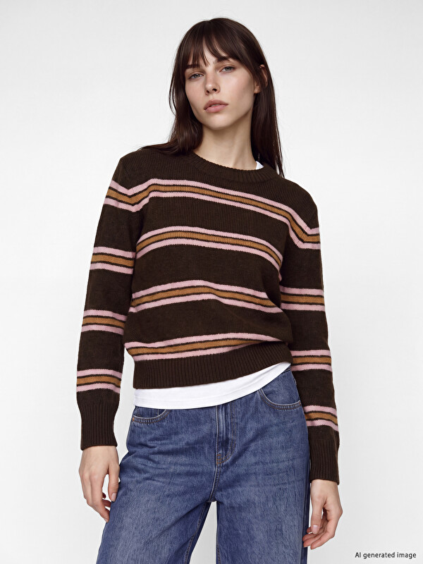 LCW Vision Crew Neck Striped Women's Knitwear Sweater