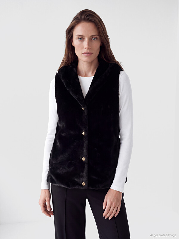 LCW Grace V Neck Women's Fur Gilet
