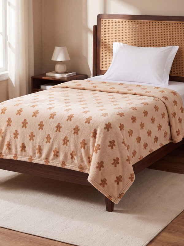 LCW HOME gingerbread man өрнекті бір кісілік көрпе жамылғысы 150x220 cm