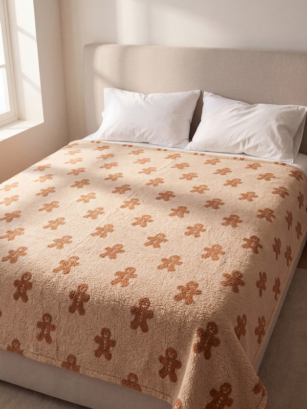 LCW HOME gingerbread man өрнекті екі кісілік көрпе 200x220 cm