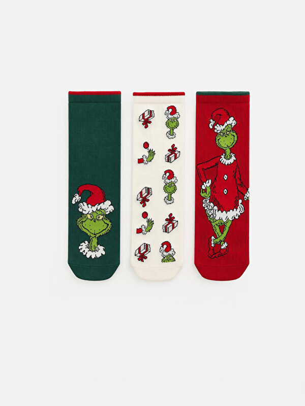 LCW DREAM Grinch New Year Themed Women's Ankle Socks 3-pack