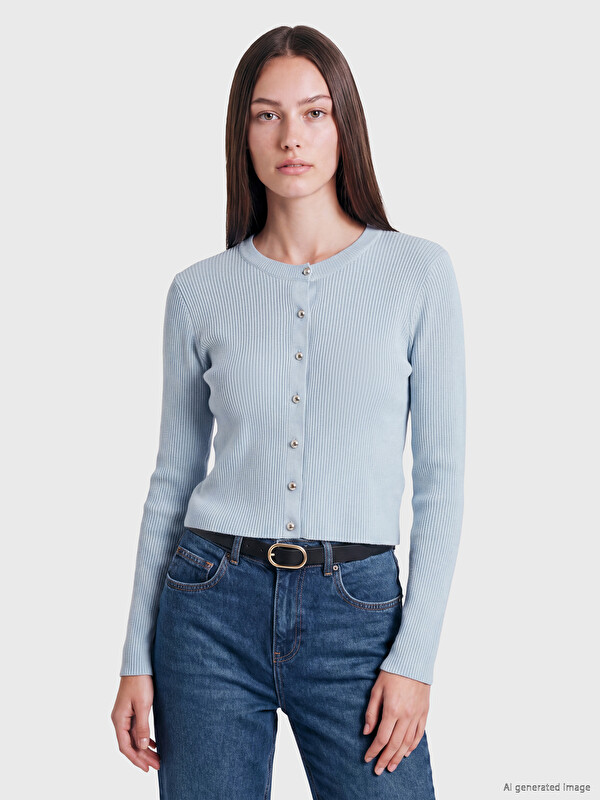 LCW Modest Crew Neck Women's Knitwear Cardigan