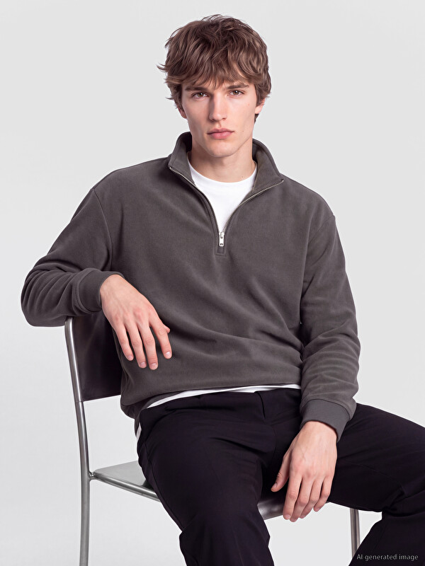 XSIDE Sweat-shirt polaire demi-zippé homme