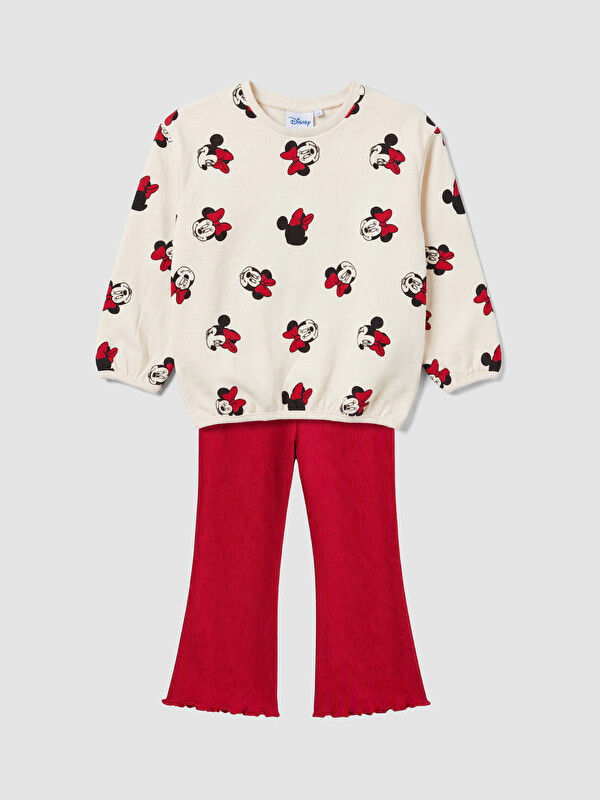 LCW baby Minnie Mouse Printed Baby Girls' Sweatshirt and Leggings