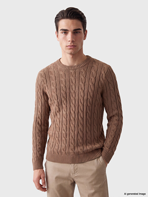LCW ECO Crew Neck Patterned Men's Knitwear Sweater