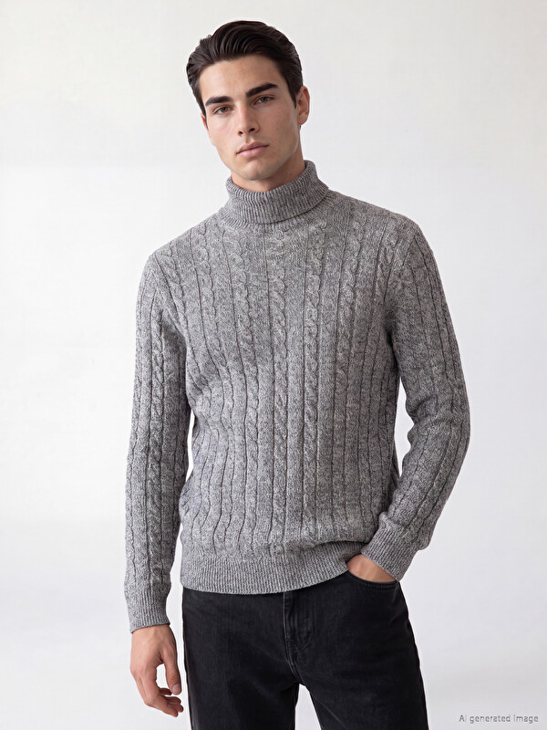 LCW ECO Turtleneck Patterned Men's Knitwear Sweater