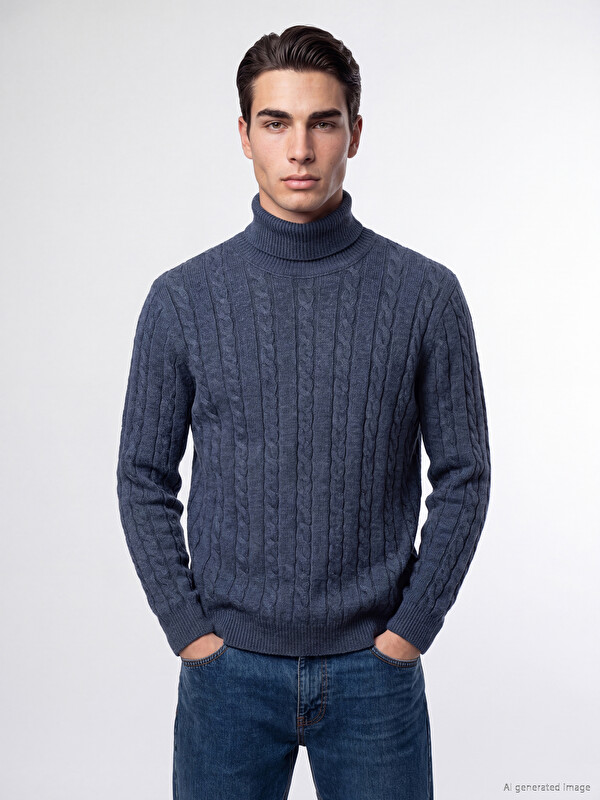 LCW ECO Turtleneck Patterned Men's Knitwear Sweater