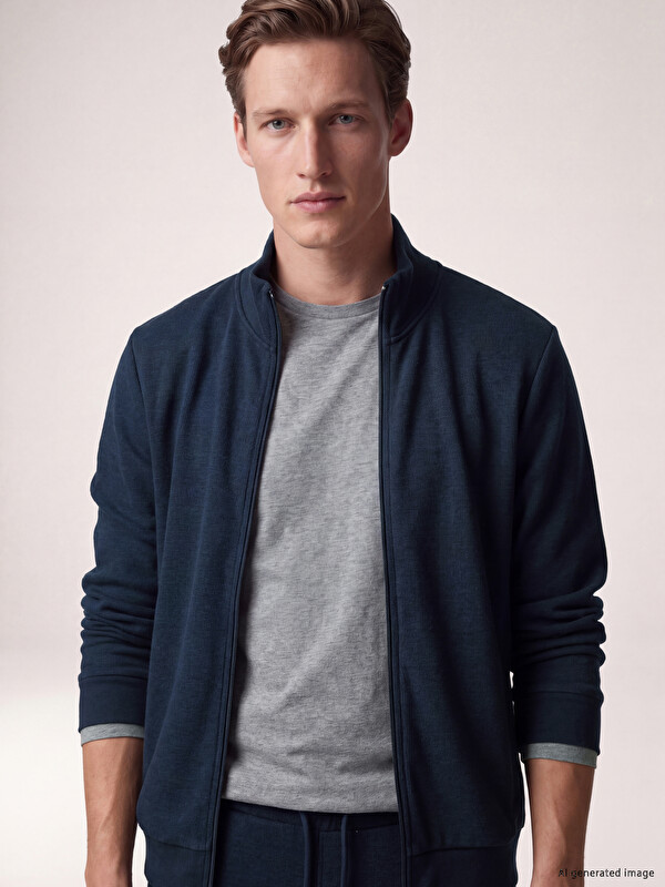 LCWAIKIKI Classic Mock Neck Men's Zip-Up Sweatshirt