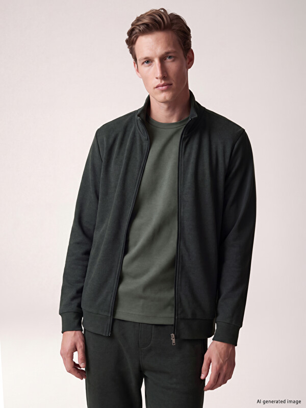 LCWAIKIKI Classic Mock Neck Men's Zip-Up Sweatshirt