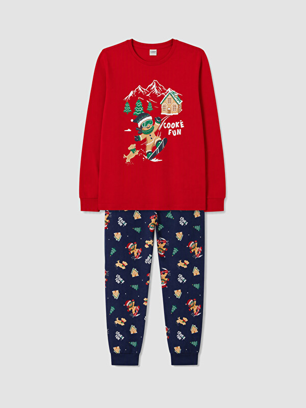 LCW Kids Yılbaşı Temalı Erkek Çocuk Pijama Takım
