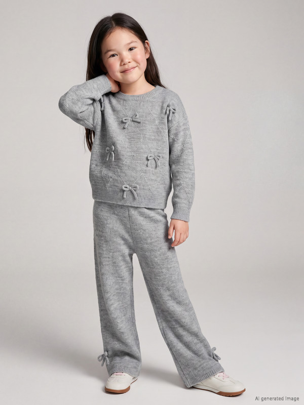 LCW Kids Fiyonklu Kız Çocuk Triko Takım