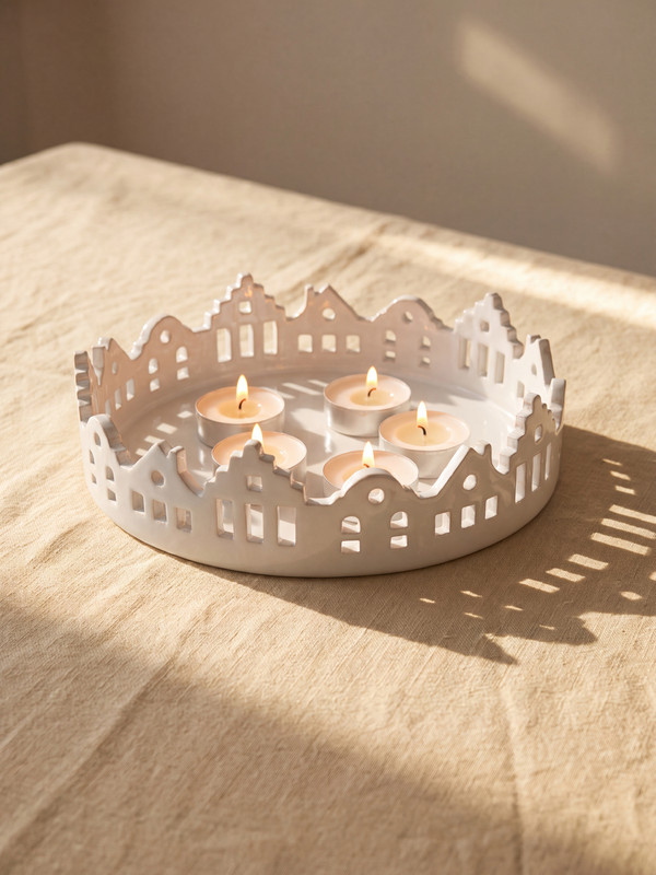 LCW HOME Crown Formed Glass Candle Holder