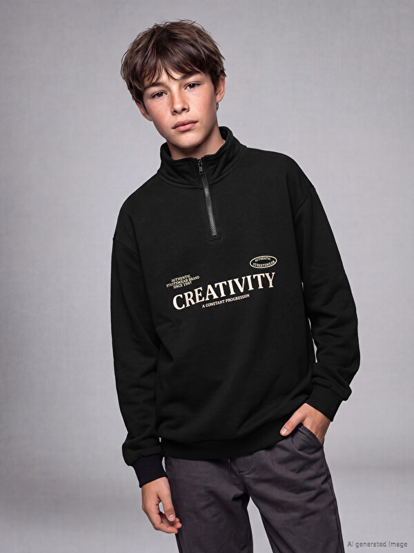 LCW Kids Mock Neck Boys' Thick Sweatshirt