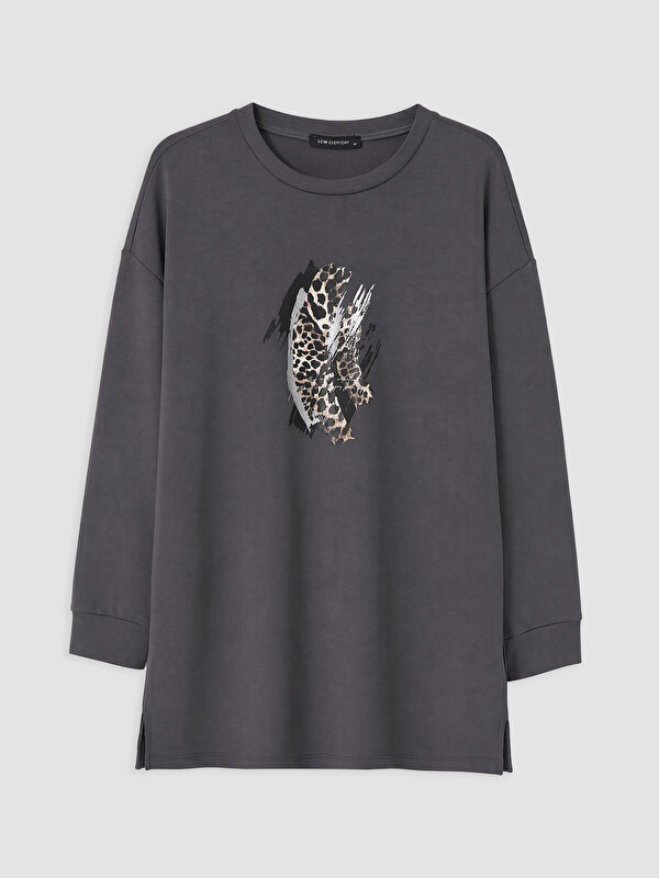 LCW EVERYDAY Printed Soft Touch Sweatshirt Tunic