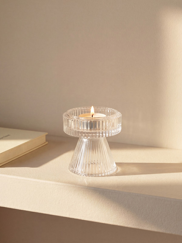 LCW HOME Transparent Glass Candle Holder