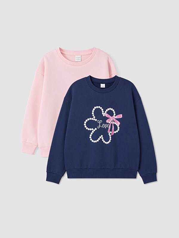 LC WAIKIKI Çiçek Baskılı Kız Çocuk Sweatshirt 2'li