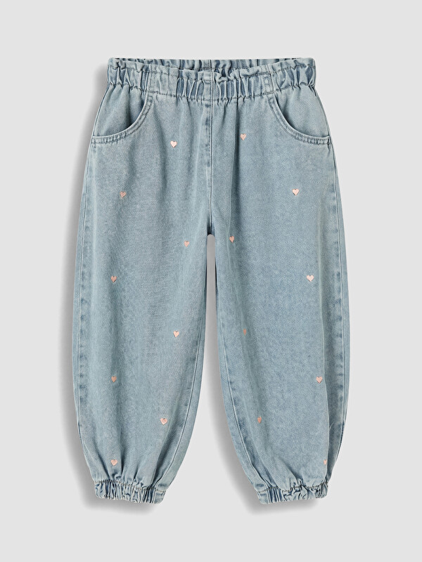 LCW Kids Nakışlı Kız Çocuk Jogger Jean Pantolon