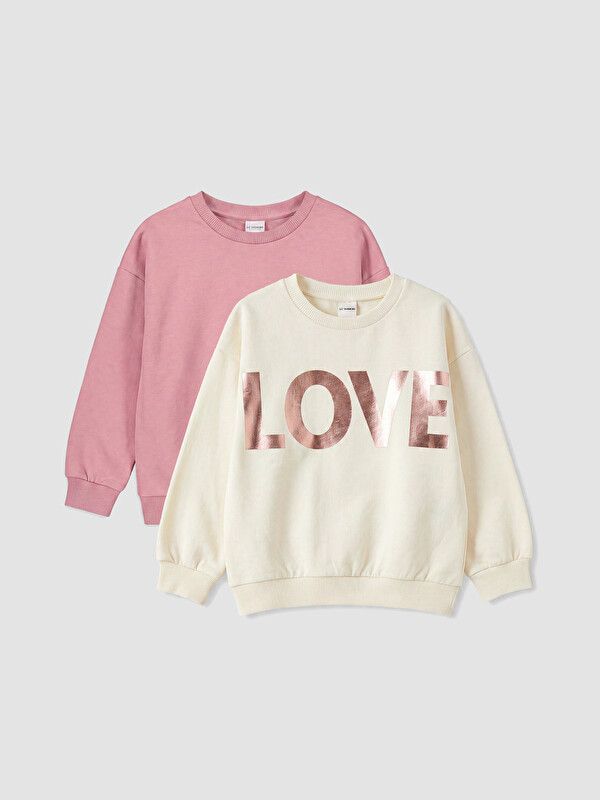 LC WAIKIKI Baskılı Kız Çocuk Sweatshirt 2'li