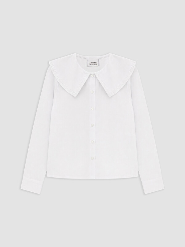 LCW Kids Embroidered Peter Pan Collar Girls' Shirt