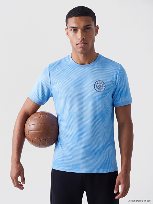 XSIDE ACTIVE Bisiklet Yaka Manchester City Baskılı Erkek Spor Tişört