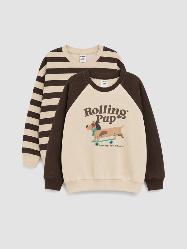 LCW Kids 2'li Baskılı Erkek Çocuk Kalın Sweatshirt