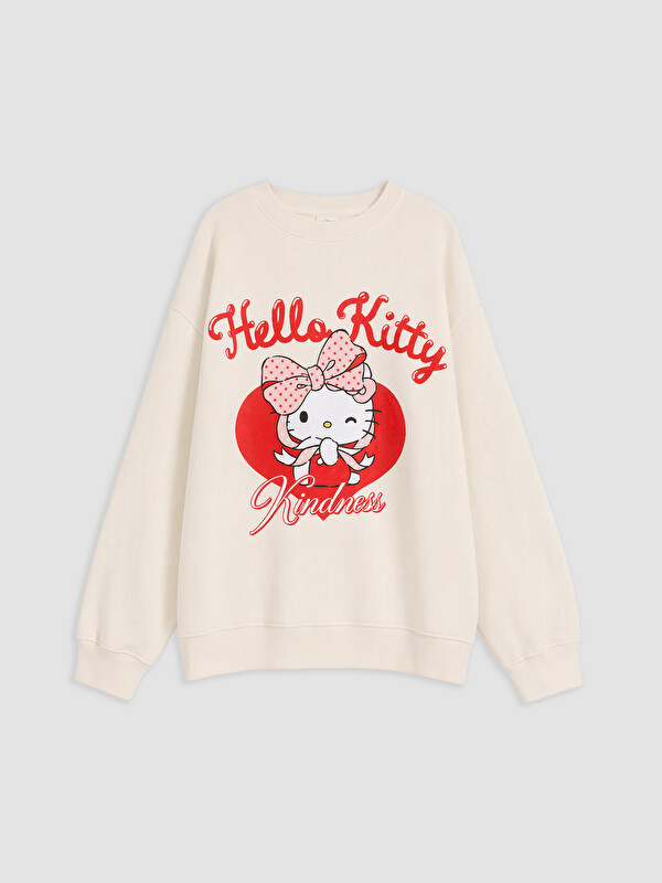 LCW Kids Hello Kitty Baskılı Kız Çocuk Kalın Sweatshirt