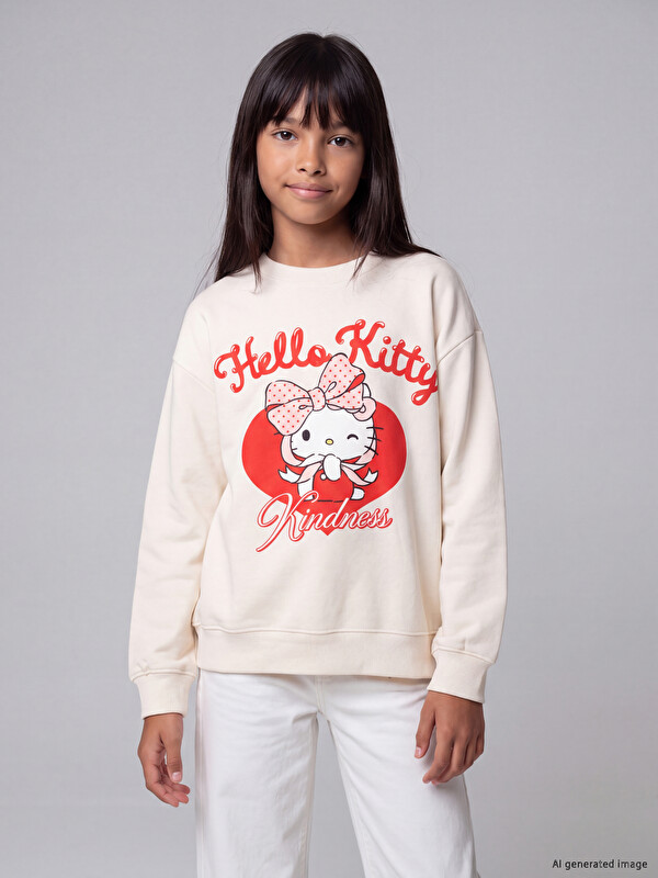 LCW Kids Hello Kitty štampana debela dukserica za devojčice