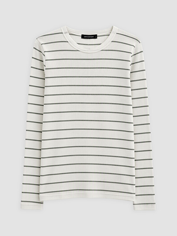 LCW EVERYDAY Crew Neck Striped Women's Body
