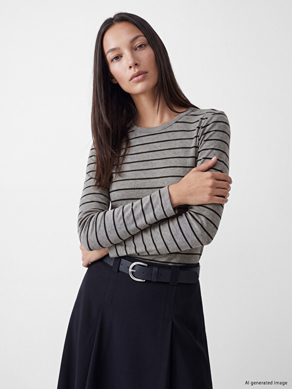 LCW EVERYDAY Crew Neck Striped Women's Body